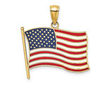 14K Yellow Gold American Flag Charm Pendant (NO CHAIN)